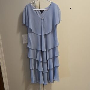 S.L. Fashions Soft Blue Tiered Midi Dress